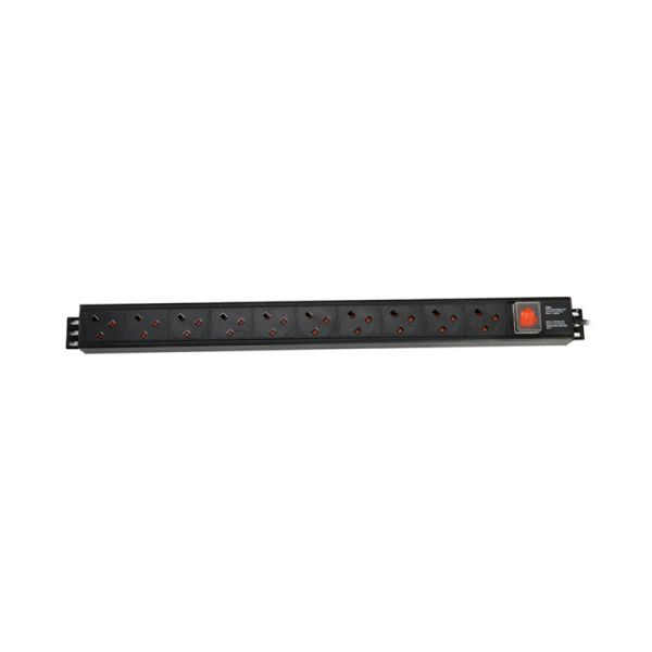 10 Way UK T Type PDU Extension Socket With On/Off Switch