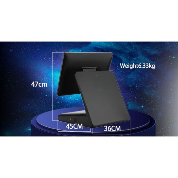 15-Inch Touch Screen POS System with 11.6-Inch 2nd Display and External Thermal Printer