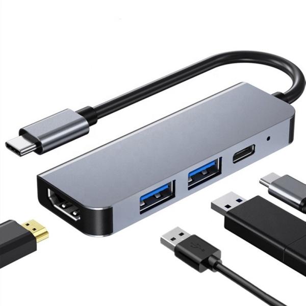 Buy 4K HDMI Compatible Type-C To USB C Hub Adapter with 2 USB3.0 and PD Charging Port at wholesale prices