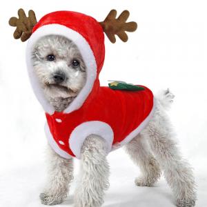 Quality Christmas Pet Clothes Dog Hooded Coat Lint Material With Geometric Patterns for sale