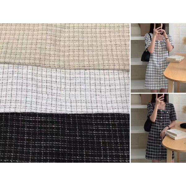 Herringbone Check Polyester Worsted Tweed Wool Fabric 150cm Width