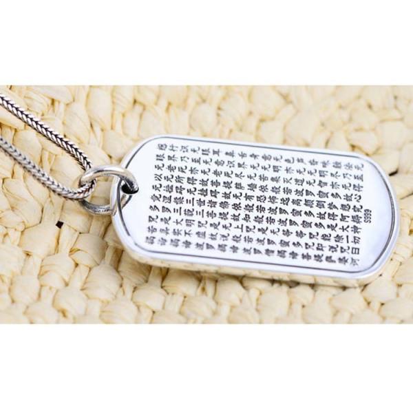 Sterling Silver Wheat Chain Engraved Chinse Word Women's Men's Dog Tag Necklace(N6030802)