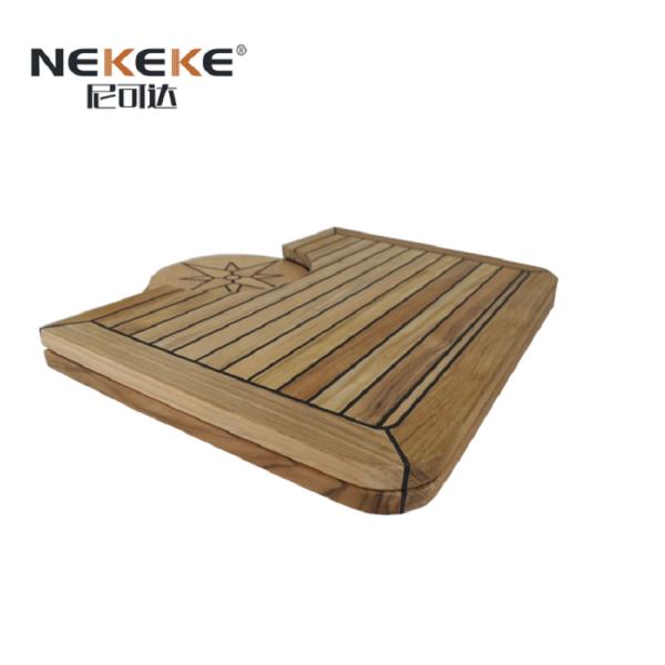 Barrel Folding Teak Table Top With Star Inlay For Boats And Yachts