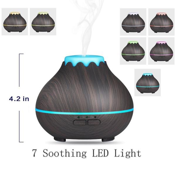 150ml Wood Grain Aromatherapy Diffuser With 360 Degree Mist Output