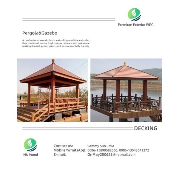Lightweight WPC Gazebo Waterproof Outdoor Wood Gazebo Brown Color