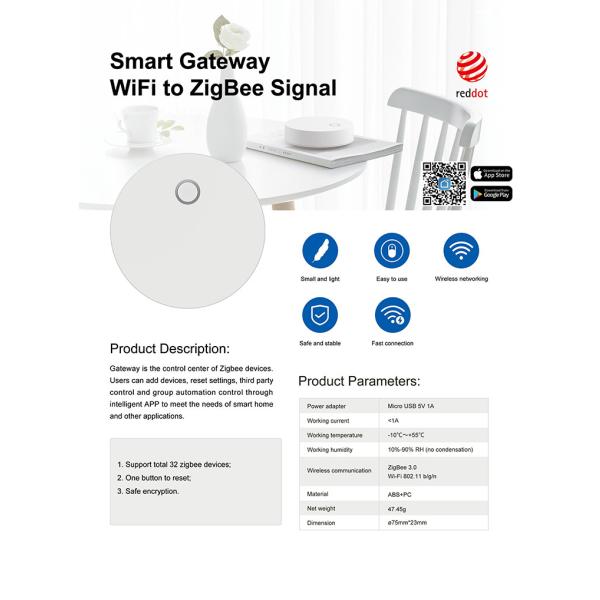 2021 Reddot Award Smart Tuya Zigbee3.0 Hub Gateway Smart Home Bridge Smart Life App Wireless Remote Controller