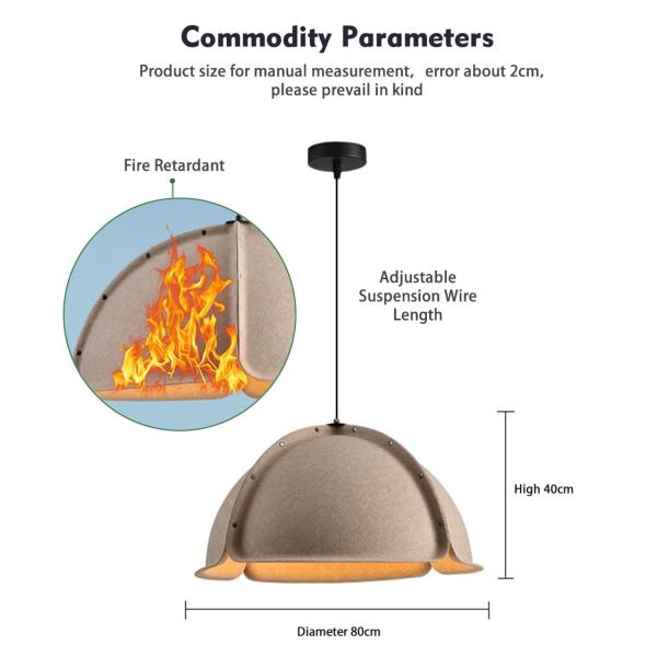 Handmade Indoor Brown Polyester Fiber Lampshade Design Lighting Master Bedroom Pendant Light Shade