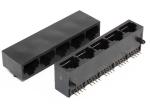 Unshielded RJ45 Multi Port Jack Black Color 1 x 5 With 1.27 mm Terminal Pitch