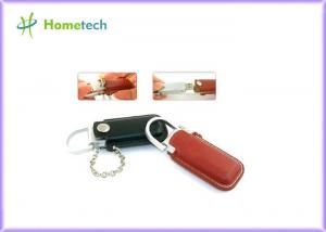 China Key Chain Leather USB Flash Disk , 4GB / 8GB Custom Thumb Drives on sale