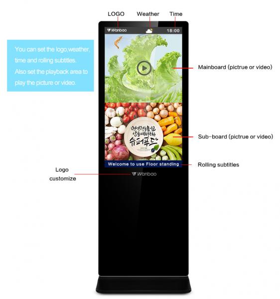 55 Inch Led Indoor LCD Digital Signage Touch Screen For Android System