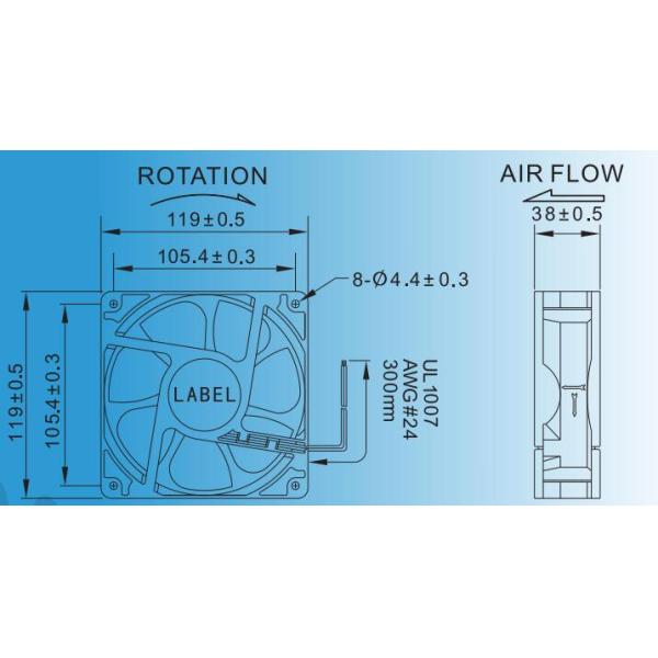 High Speed 12V DC Computer Case Cooling Fans Auto Radiator Type Explosion Proof