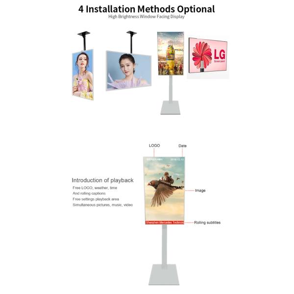 32" 43" 65" Window Facing Advertising Monitor 2000nits Brightness Sun Readable