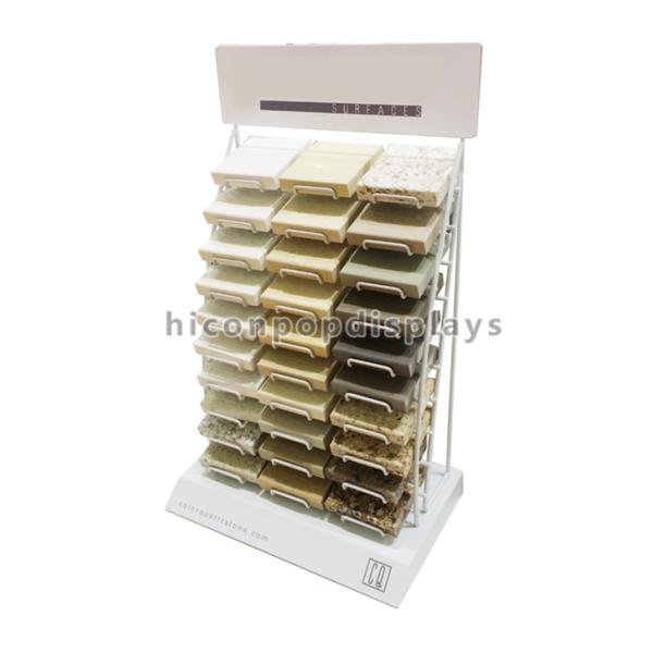 Metal White Powdered Granite Tile Display Racks Desktop For Retail Showroom