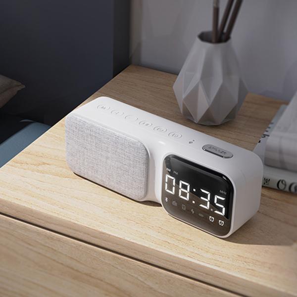 Buy Bluetooth Communication Intelligent Voice Sound Desktop Speaker With Fabric And Clock at wholesale prices