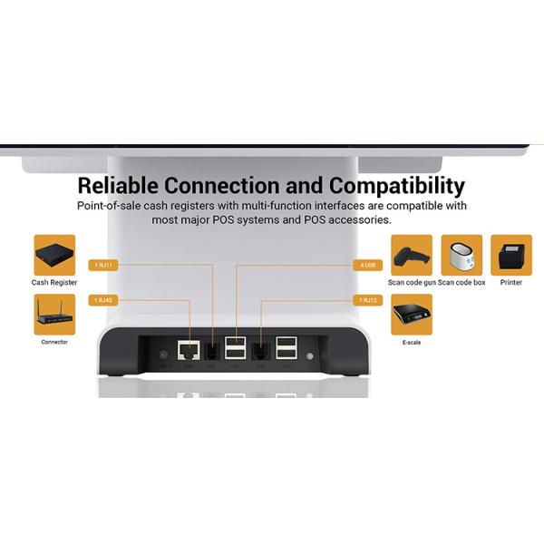 Dual Screen POS System Cash Register With 80mm Thermal Printer