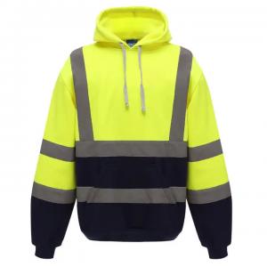 China Construction Site Long Sleeve Plus Fleece Zipper Reflective Hoodie Outdoor Highlight Safety American Size Cardigan Coat on sale