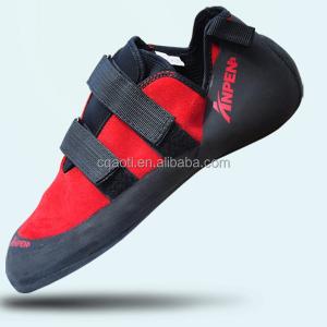 China Women Red Slip Resistant Rock Climbing Boulder Shoes Crafted From Genuine Leather on sale