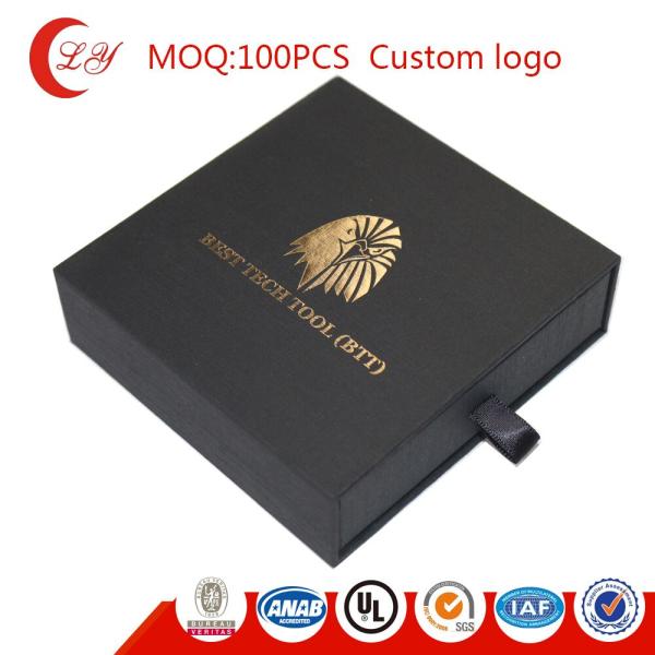 Paperboard Drawer Packaging Box Custom Texture Black Slide Out Cardboard Boxes