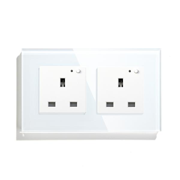 Buy Double Frame Smart Wifi Socket Plug 13A Uk 3 Pin Mini Socket Tuya Voice Control at wholesale prices