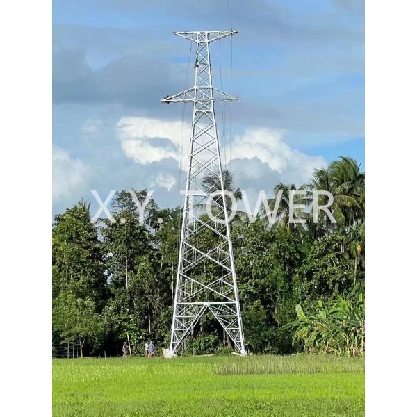 Galvanized Q235/Q355 Angle Steel Single Circuit Lattice Electrical Transmission Pylon Tower