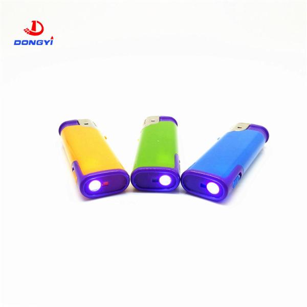 Promotional Price Plastic Refillable Windproof Lighter with LED Lamp