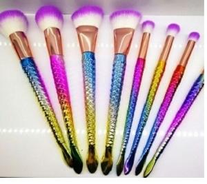 Quality 8 Pieces Professional Makeup Brush Set With Rose Gold Ferrule And Mermaid Handle for sale