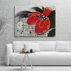 Quality Hand-Painted Red Flowers Painting on Canvas Thick Oil Flowers Landscape Oil Painting Wall Art for Interior Home Decor for sale