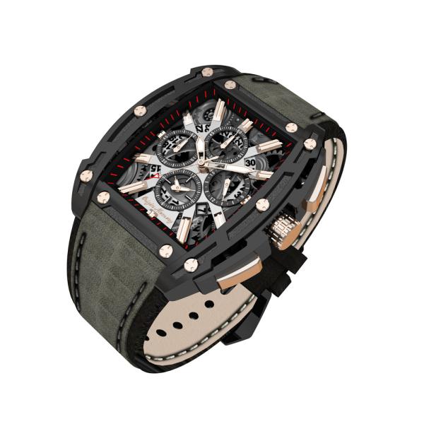 Buy Business 44mm Automatic Mechanical Watch Hollow Out Multi Function at wholesale prices