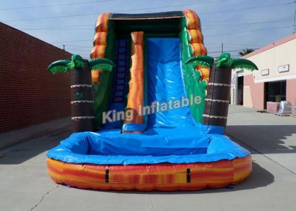 Buy Bright Inflatable Jumping Slide , Tropical 18 Feet Water Slide With PVC Tarpaulin at wholesale prices