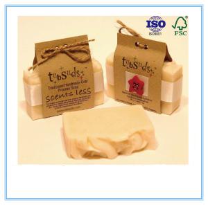 China Recycled Paper Soap Packaging Box Custom Printed With Closure String on sale