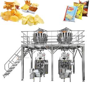 China Automatic Potato Chips Snacks Food Packing Machine With 20 Head Multihead Weigher on sale