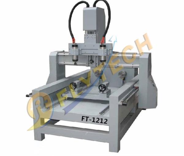 Buy 4 Axis Double head CNC Router machine with double rotary axis at wholesale prices