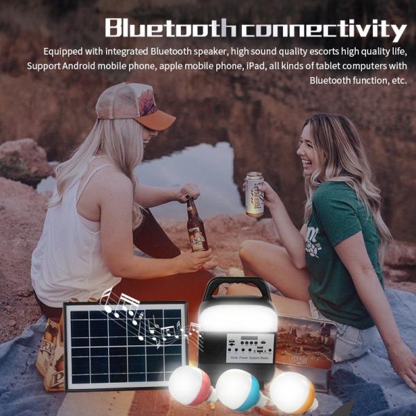 Small Solar Lighting System Outdoor Emergency with Radio Bluetooth Speaker Mobile Power Lamp