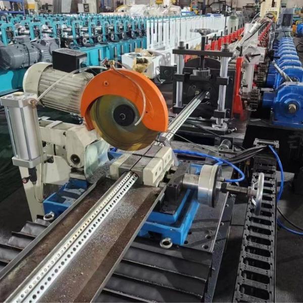 Buy Blue Galvanized Steel Pallet Rack Roll Forming Machine With Servo Feeding at wholesale prices