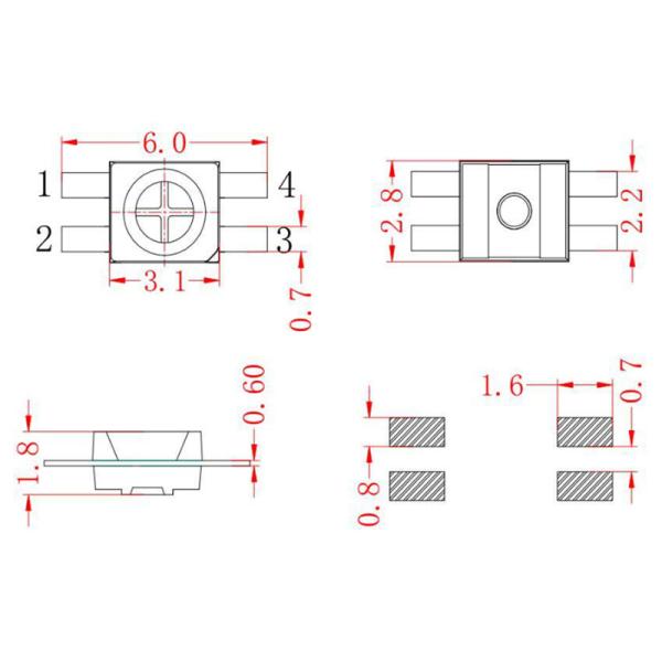 OEM ODM High Brightness Built In IC SK628 RGB 6028 Smd Led Chip Emitting Diode For Gaming Mechanical Keyboard