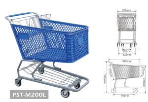 Quality PST-M200L Plastic Sumarket shopping Trolley with Four Wheels Plastic Shopping Cart for sale
