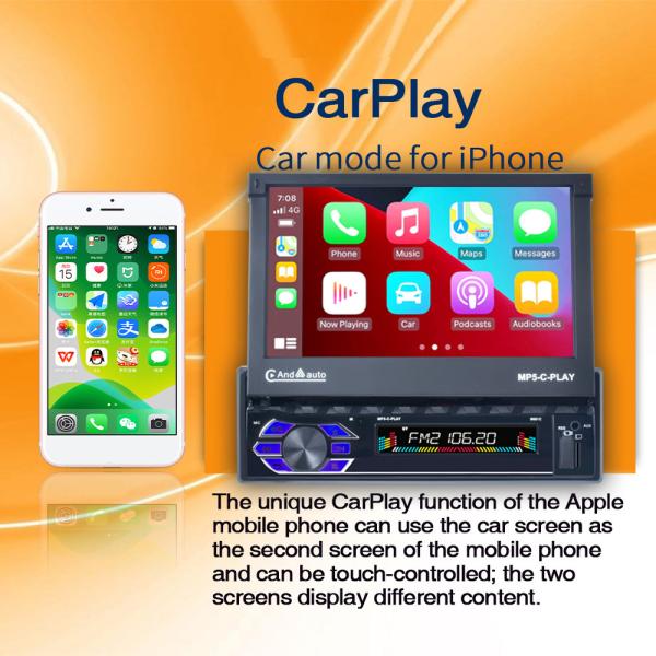 7Inch HD Retractable Screen Car Stereo 1Din Mp5 Multimedia Player
