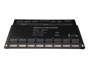 Quality 12V / 24V PWM Output LED Strip DMX Decoder 12 Channel Dip Switch Addressing for sale