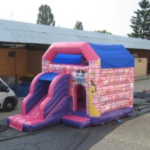 Quality Pink Waterproof Princess Combo Bounce House With Single Slide for sale