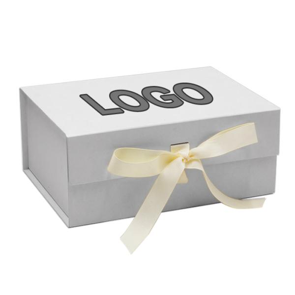 Gold Foil Folding Paper Box Cardboard Magnetic Gift Box With Ribbon
