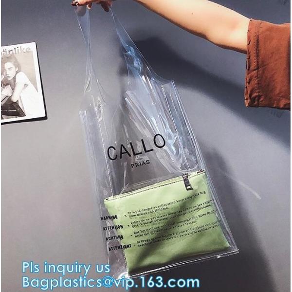 vinyl pvc zippered shopping bag for home/daily use, Wear Resistant Eco Friendly PVC Shopping Bag, Custom Transparent Gif