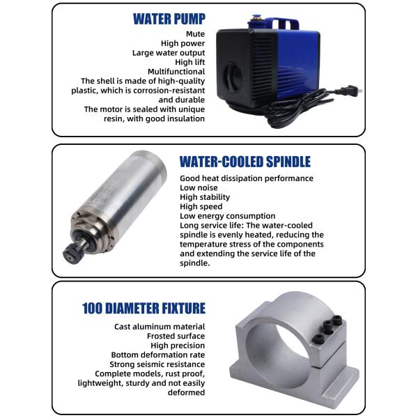 GDZ100-3.2 Water Cooling CNC Router Lathe Engraving Machine with 24000rpm High Speed