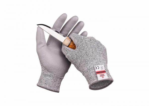 Non Slip PU Palm Cut Resistant Work Gloves / Cut Level 5 Safety Gloves High Performance