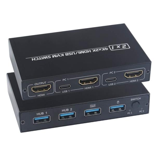 Buy OEM HDMI KVM Switch Two Input And One Output Keyboard Mouse Printer USB Input 4K@30HZ at wholesale prices