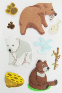 China Fuzzy Puffy Custom Book Stickers , Little Bear Cute Animal Stickers For Kids on sale