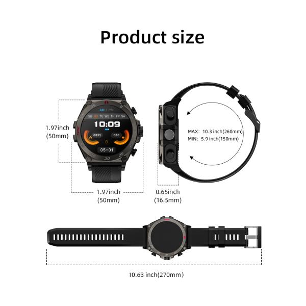 Lightweight TWS Watch With Earbuds Full Touch With Lithium Ion Polymer Battery