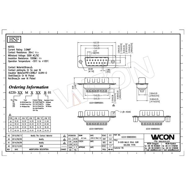 D Shell Connector Male Dual Row Solder Type 9P Without Nut Connectors