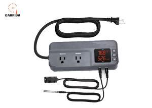 Temperature Controller with Dual Temperature Sensor AC Dual Stage Outlet Thermostat with 12 Period Time Stage 1800W ETL