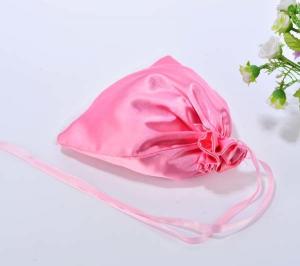 China pink double satin underwear dust organizer bag with silk ribbon drawstring on sale