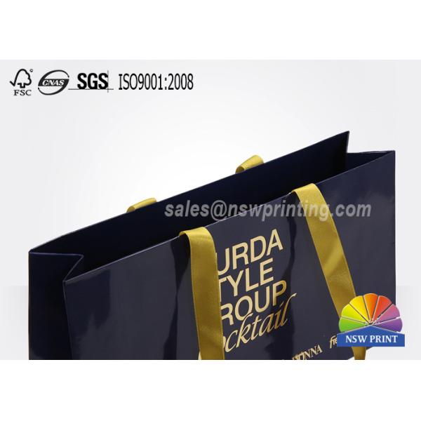 Glossy Laminated Full Color Printed Custom Paper Garment Bags with Ribbon Handle
